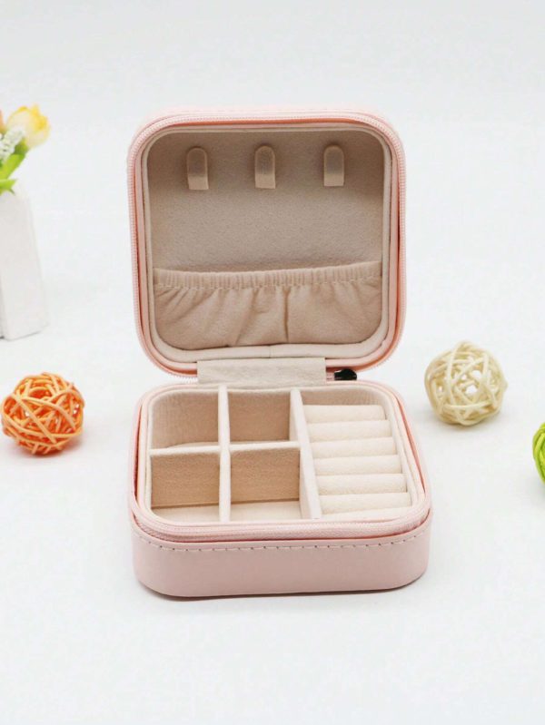 Jewelry Storage Box Leather Jewelry Stand Earrings Ring Box Cosmetics Beauty Container Organizer (random Color)