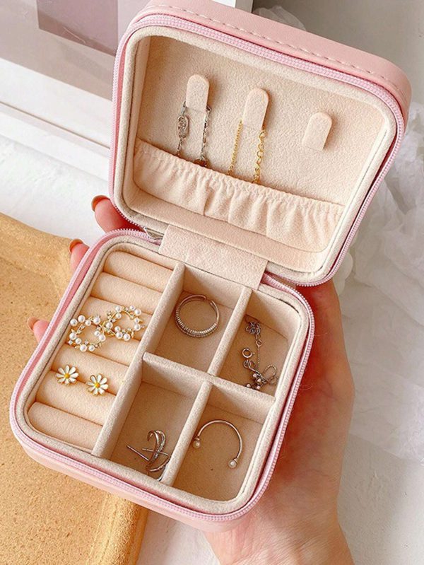 Jewelry Storage Box Leather Jewelry Stand Earrings Ring Box Cosmetics Beauty Container Organizer (random Color)